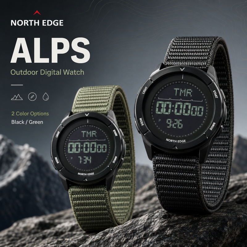 Field Watch Military - NIEUW NORTH EDGE Heren Digitaal Sporthorloge