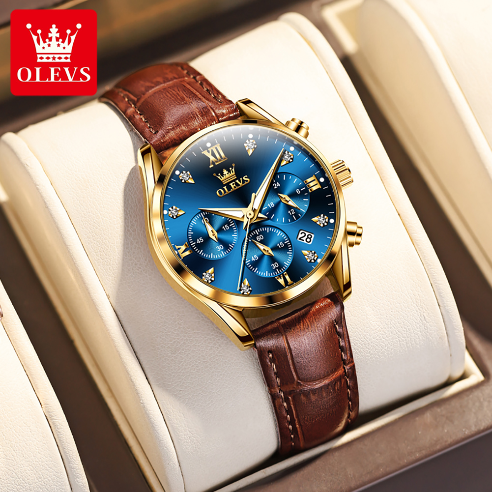 Luxury Watch With Leather Strap - OLEVS 5523 Originele Merk dameshorloges Mode