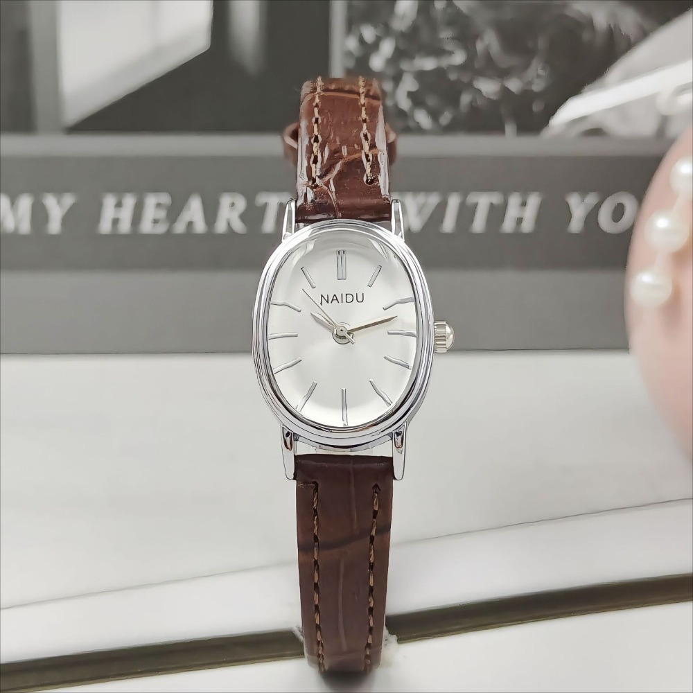 Luxury Watch With Leather Strap - Modemerk Vrouwen Ovale Wijzerplaat Horloge Luxe