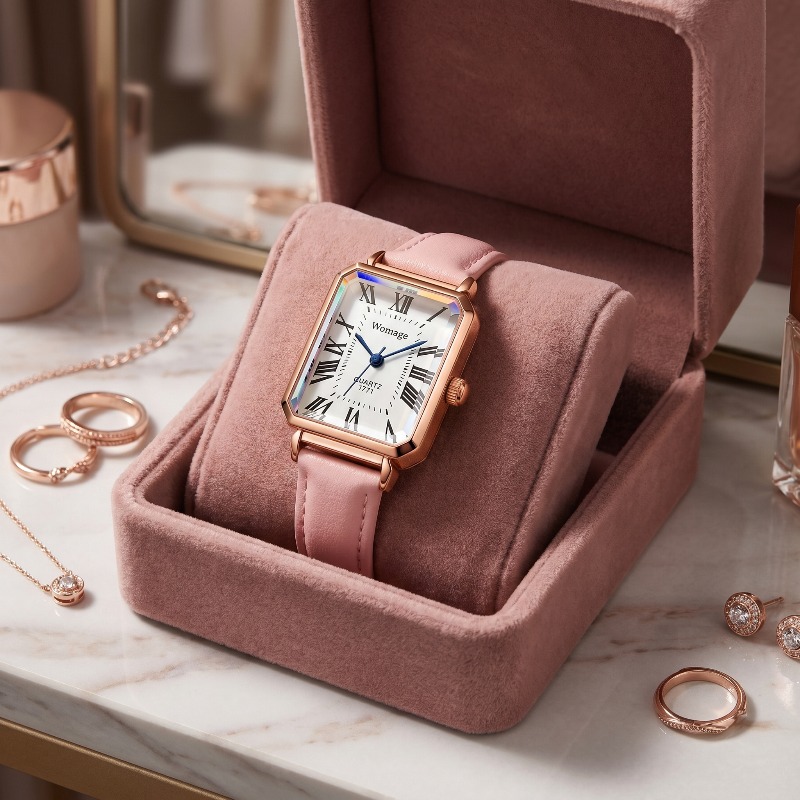 Luxury Watch With Leather Strap - Mode rechthoekige quartzhorloges voor dames Luxe