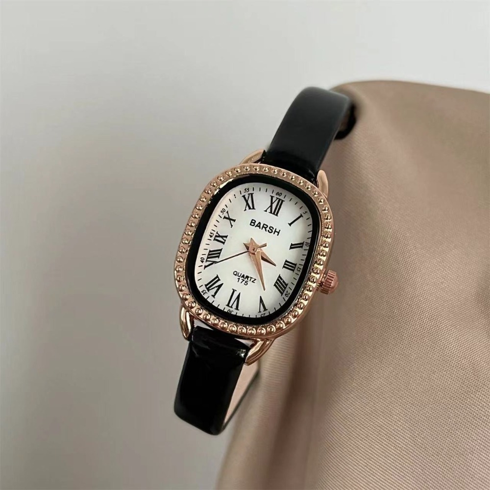 Luxury Watch With Leather Strap - Beroemd merk vrouwen diamant ovale wijzerplaat