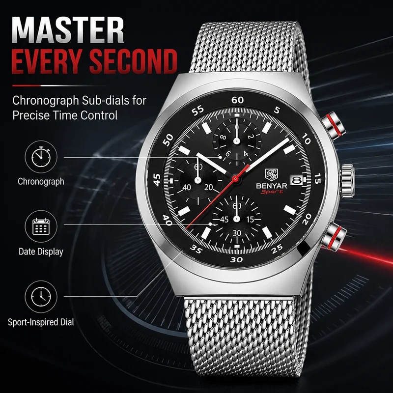 BENYAR 2026 Nieuw Top Luxe Mer - Luxury Quartz Watch Brands recensie en prijs