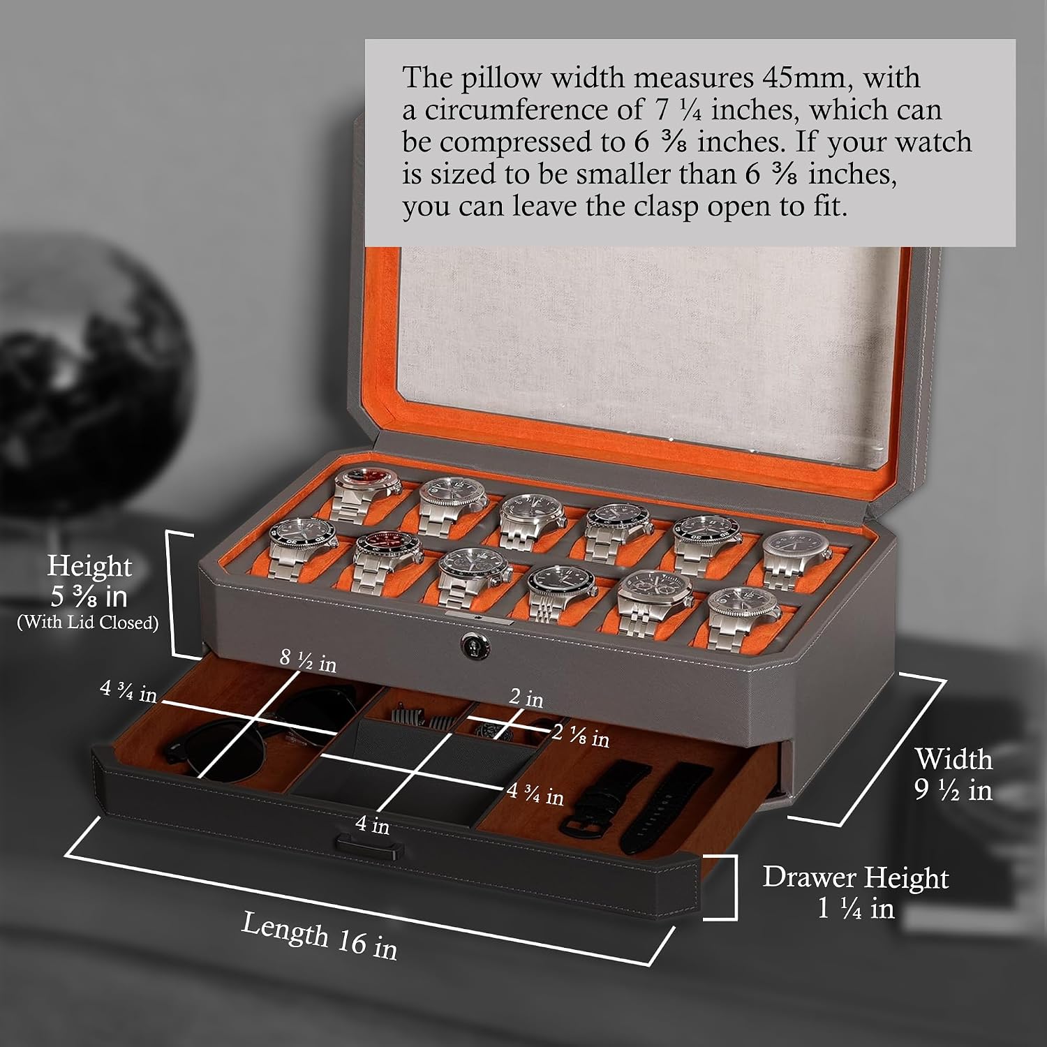 12-vakken lederen horlogekist  - Luxury Watch Display Case recensie en prijs