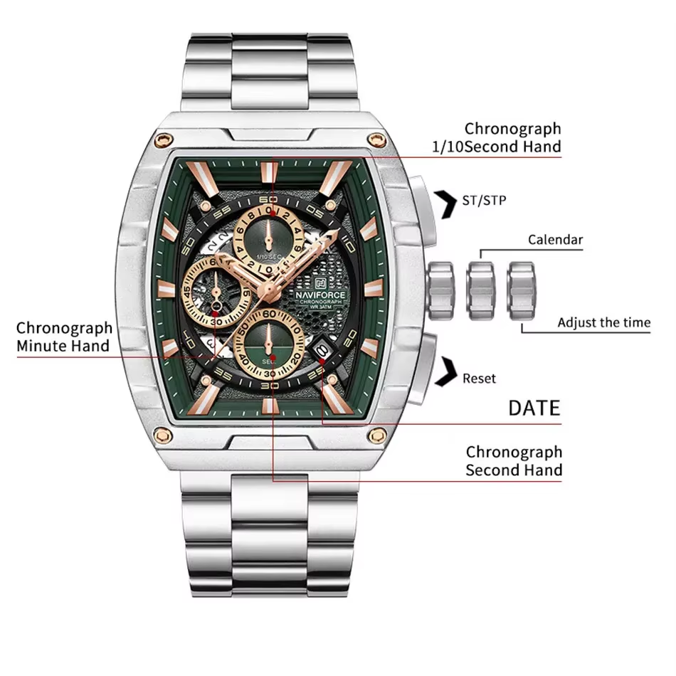 NAVIFORCE Luxe Tonneau Quartz  - Luxury Watch Hublot recensie en prijs