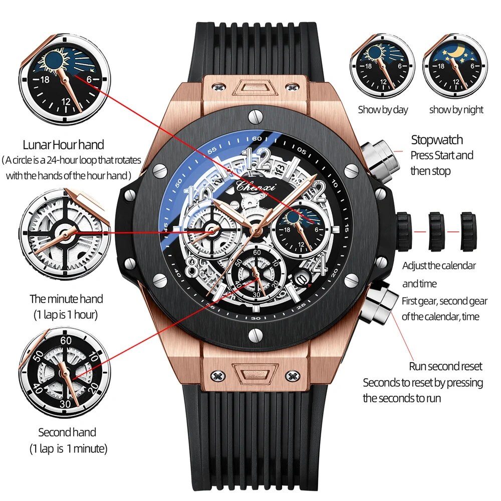 CHENXI Mode Siliconen Chronogr - Luxury Watch Hublot recensie en prijs